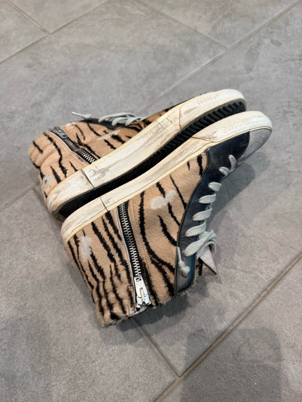 Golden Goose Private Edition Hi-Top Sneakers in Tiger Print with Stud Details - Picture 6 of 7